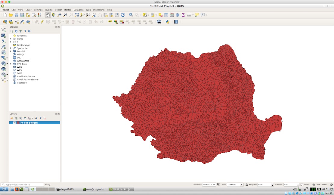 Limitele UAT încărcate în QGIS