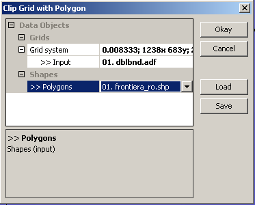 Selectarea datelor de intrare pentru funcția Clip Grid with Polygon