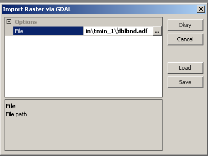 Caseta de import a datelor ESRI GRID prin intermediul modulului GDAL