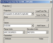 Selectarea parametrilor sistemului de proiecție în GlobalMapper