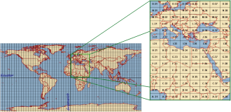 Sistemul de împărțire în trapeze egale utilizat pentru harta internațională a lumii, scara 1: 1.000.000