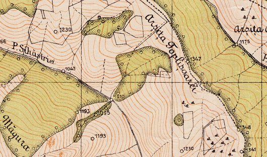 Exemplu: hartă ilustrată cu negru, sepia și verde